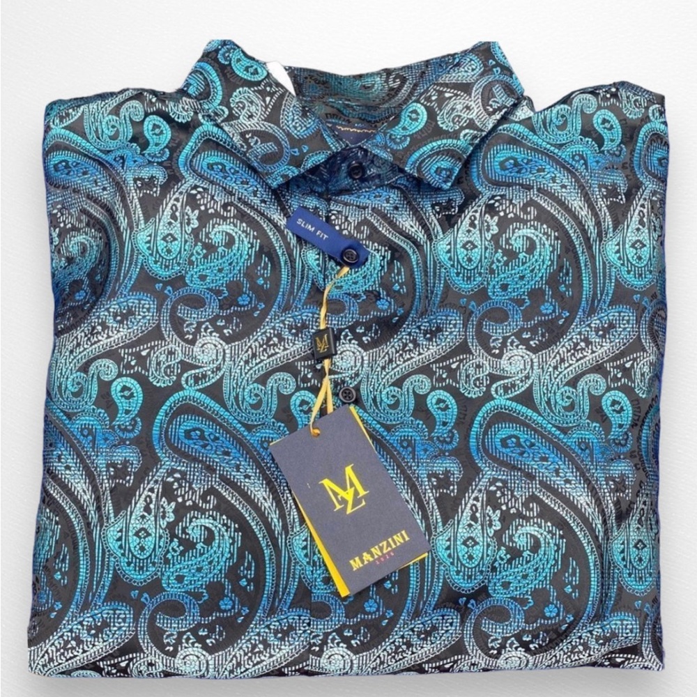 MANZINI MEN’S BUTTON DOWN LONG SLEEVE DRESS SHIRT